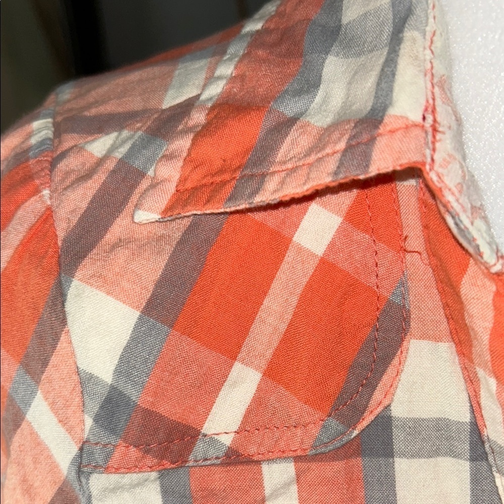 love, Fire Vibrant Orange and Gray Plaid Shirt - Picture 10 of 11